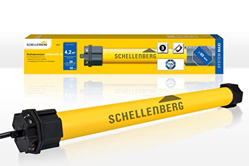 Schellenberg 20610 Rolladenmotor MAXI Standard 10 Nm, mechanische Endlageneinstellung, Rohrmotor für 60 mm Welle, bis 4,2 m² Rollladenfläche, Set inkl. Wandlager von Schellenberg