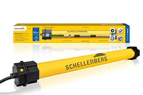 Schellenberg 20720 Rolladenmotor Maxi Plus 20 Nm, elektronische Endlageneinstellung, bis 8,5 m² Fläche, Rohrmotor für 60 mm Welle, Komplettset inkl. Wandlager von Schellenberg