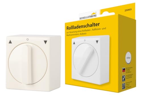 Schellenberg 23003 Tast-Rast-Knebelschalter Aufputz, Rolladenschalter umschaltbar von Schalter- zur Tastfunktion, einfach Nachrüsten, 5 Anschlusspole, Weiß von Schellenberg