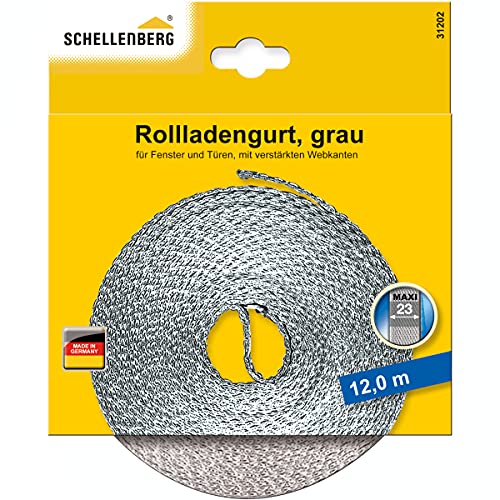 Schellenberg 31202 Rolladengurt Maxi 23 mm Breit 12 m Lang, Rollladengurt einfach austauschen, Grau von Schellenberg