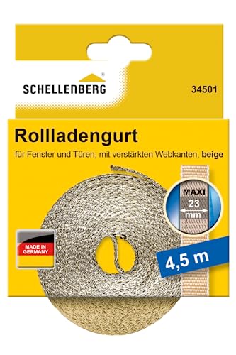 Schellenberg 34501 Rolladengurt 23 mm x 4,5 m System MAXI, Rollladengurt, Gurtband, Rolladenband, beige von Schellenberg