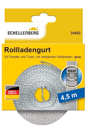 Schellenberg 34502 Rolladengurt 23 mm x 4,5 m System MAXI, Rollladengurt, Gurtband, Rolladenband, grau von Schellenberg