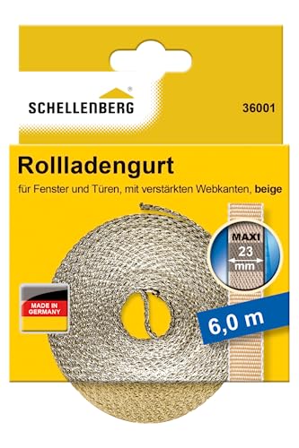 Schellenberg 36001 Rolladengurt 23 mm x 6,0 m System MAXI, Rollladengurt, Gurtband, Rolladenband, beige von Schellenberg