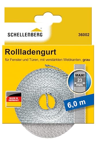 Schellenberg 36002 Rolladengurt 23 mm x 6,0 m System MAXI, Rollladengurt, Gurtband, Rolladenband, grau von Schellenberg
