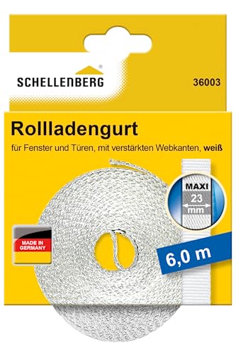 Schellenberg 36003 Rolladengurt 23 mm x 6,0 m System MAXI, Rollladengurt, Gurtband, Rolladenband, weiß von Schellenberg