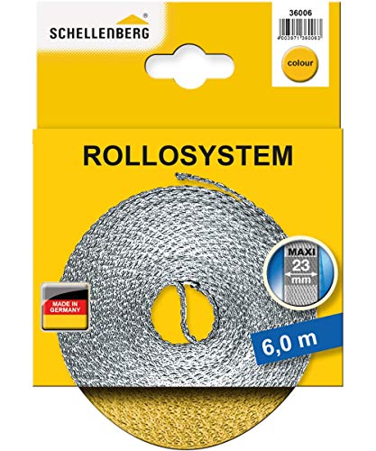 Schellenberg 36006 Rolladengurt 23 mm x 6,0 m System MAXI, Rollladengurt, Gurtband, Rolladenband, gelb von Schellenberg