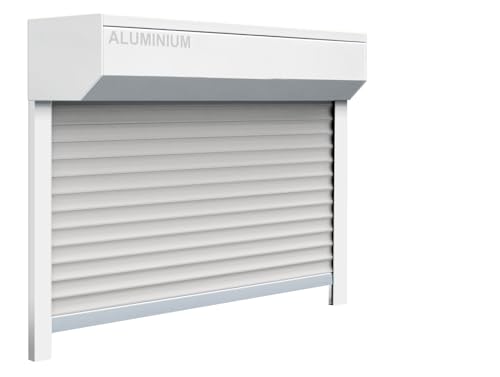 Schellenberg 39064 Vorbaurollladen-Set für Fenster, Rollladensystem Mini, 115 x 90 cm, weiß/grau, Außenrollladen 45° Alu-Vorbaukasten, inkl. Führungsschienen, PVC-Rollladenpanzer von Schellenberg