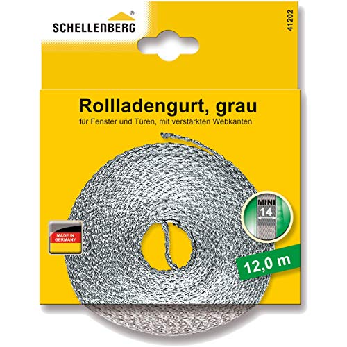 Schellenberg 41202 Rolladengurt 14 mm x 12 m System MINI, Rollladengurt, Gurtband, Rolladenband, grau von Schellenberg