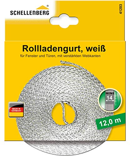 Schellenberg 41203 Rolladengurt 14 mm x 12 m System MINI, Rollladengurt, Gurtband, Rolladenband, weiß von Schellenberg