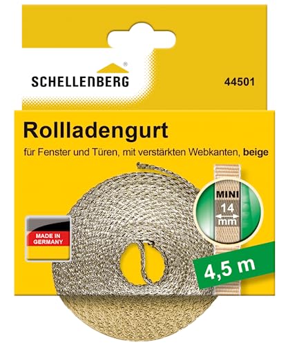 Schellenberg 44501 Rolladengurt 14 mm x 4,5 m System MINI, Rollladengurt, Gurtband, Rolladenband, beige von Schellenberg