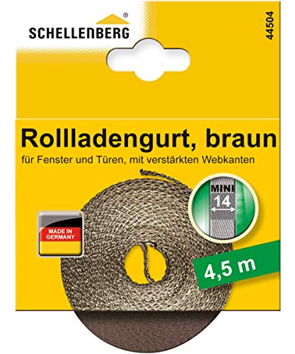 Schellenberg 44504 Rolladengurt 14 mm x 4,5 m System MINI, Rollladengurt, Gurtband, Rolladenband, braun von Schellenberg