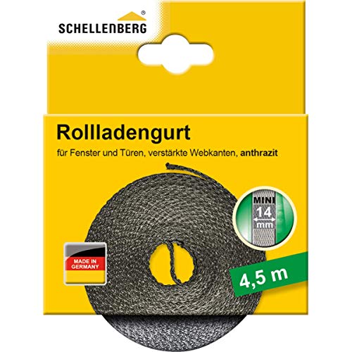 Schellenberg 44510 Rolladengurt 14 mm x 4,5 m System MINI, Rollladengurt, Gurtband, Rolladenband, anthrazit von Schellenberg