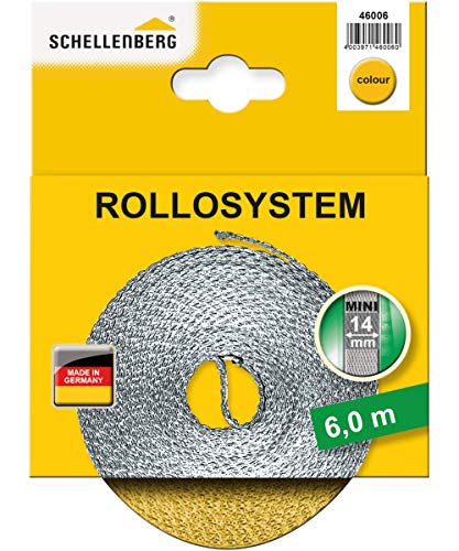 Schellenberg 46006 Rolladengurt 14 mm x 6,0 m System MINI, Rollladengurt, Gurtband, Rolladenband, gelb von Schellenberg