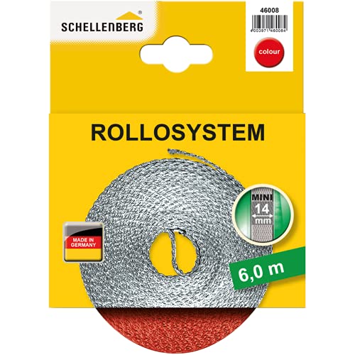 Schellenberg 46008 Rolladengurt 14 mm x 6,0 m System MINI, Rollladengurt, Gurtband, Rolladenband, rot von Schellenberg