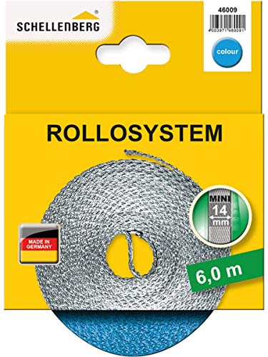 Schellenberg 46009 Rolladengurt 14 mm x 6,0 m System MINI, Rollladengurt, Gurtband, Rolladenband, hellblau von Schellenberg