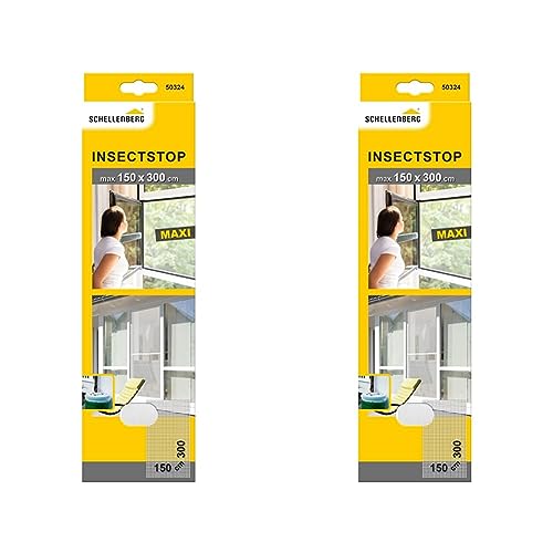 Schellenberg 50324 Fliegengitter für große Fenster Insektenschutz und Mückenschutz ohne Befestigungsband, 150 x 300 cm, weiß (Packung mit 2) von Schellenberg