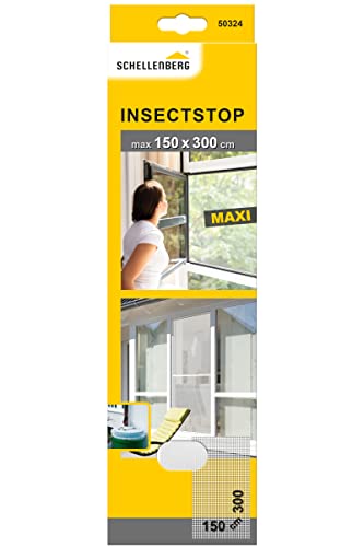 Schellenberg 50324 Fliegengitter für große Fenster Insektenschutz und Mückenschutz ohne Befestigungsband, 150 x 300 cm, weiß von Schellenberg