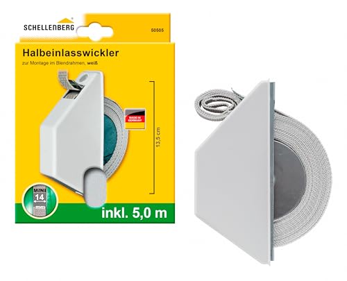 Schellenberg 50505 Halbeinlasswickler Mini, für 14 mm Gurtbreite, Lochabstand 13,5 cm, Montage auf dem Fenster- oder Türrahmen von Schellenberg