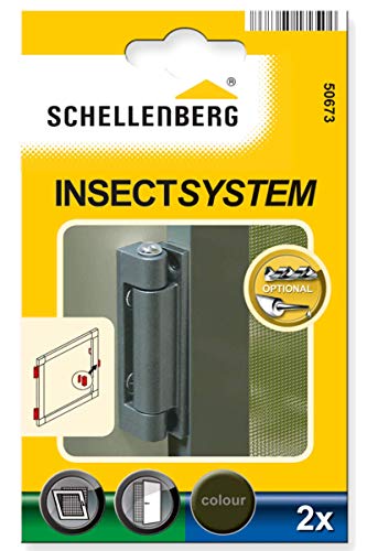 Schellenberg 50673 Scharnier-Set für Insektenschutz-Fenster und -Türen, 2 Stück, Braun von Schellenberg