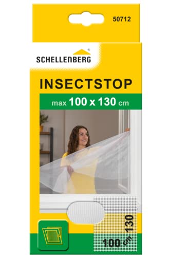 Schellenberg 50712 Fliegengitter für Fenster, Insektenschutz ohne Bohren, Schutz vor Mücken, Fliegen, Insekten & Ungeziefer, 100 x 130 cm, inkl. Befestigungsband, weiß von Schellenberg