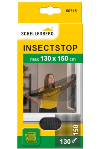 Schellenberg 50715 Fliegengitter für Fenster Insektenschutz und Mückenschutz inkl. Klebestreifen, ohne Bohren, 130 x 150 cm, anthrazit von Schellenberg