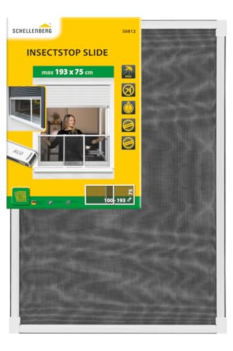 Schellenberg 50812 Insektenschutz Schiebe-Fenster Insectstop Slide für Fenster mit Rollläden, Fliegengitter zum Schieben maximal 193 x 75 cm, weiß von Schellenberg
