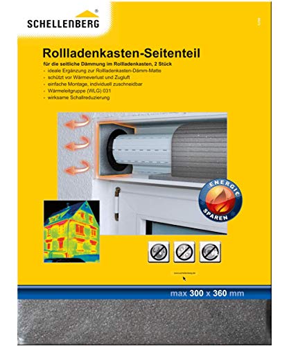 Schellenberg 66272 Rolladenisolierung Rollladenkastendämmung 2 Seitenteile 30 x 36 cm/ 15 mm, zur Isolierung an den Wellenenden von Schellenberg