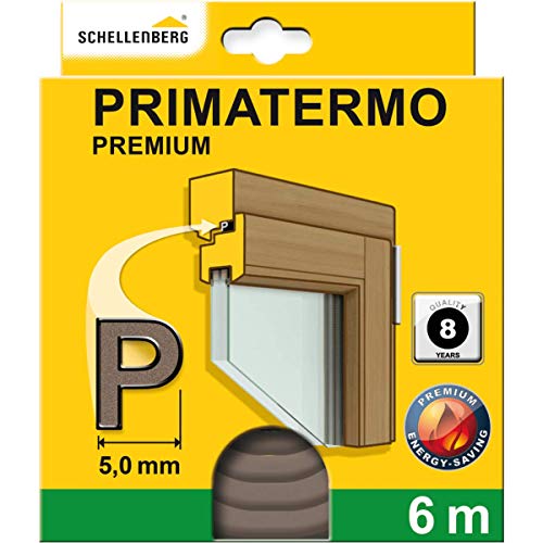 Schellenberg 66331 Fenster Dichtung Premium P-Form - 9 x 5 mm, 6 m Gummidichtung, zur Abdichtung von Spalten auch an Türen von Schellenberg