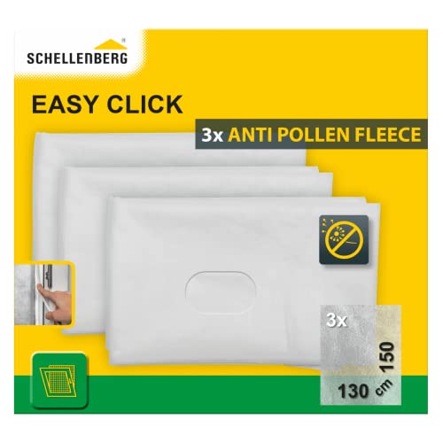 Schellenberg 70473 3er-Set Pollenschutzvlies für Fliegengitter Fenster Easy Click, 130 x 150 cm, Ersatz für Pollenschutzgitter, Weiß von Schellenberg