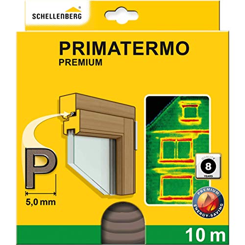 Schellenberg 66333 Fenster Dichtung Premium P-Form 9 x 5 mm, 10 m, Gummidichtung, zur Abdichtung von Spalten auch an Türen von Schellenberg