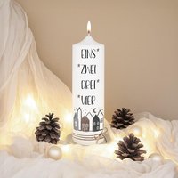 Adventskerze "Winterdorf" | Weihnachtskerze Advent von SchenkeKreatives