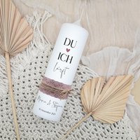 Hochzeitskerze "Du - Ich Läuft" | Personalisierte Traukerze Romantisch & Modern Kerze Zur Hochzeit Mit Namen Und Datum von SchenkeKreatives
