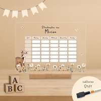 Personalisierter Stundenplan Rehkitz | Abwischbar Geschenk Einschulung Einschulungsgeschenk Schulstart Grundschule Kinderzimmer von SchenkeKreatives
