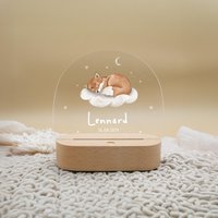 Personalisiertes Nachtlicht „Schlummerfuchs" | Led-Nachtlicht Mit Namen Kinderlampe Fuchs-Motiv Geschenk Zur Geburt von SchenkeKreatives
