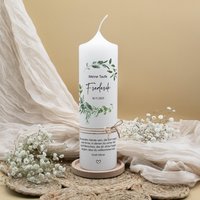 Taufkerze „Greenery" | Personalisierte Mit Grünem Blätterkranz Geschenk Zur Taufe Handgemacht von SchenkeKreatives