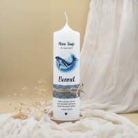 Taufkerze „Wal - Bennet" | Personalisierte Mit Wal-Motiv Handgemacht Geschenk Zur Taufe Für Jungen Taufkerze „Wal - Bennet" | Personalisierte Mit Wal-Motiv Handgemacht Geschenk Zur Taufe Für Jungen von SchenkeKreatives