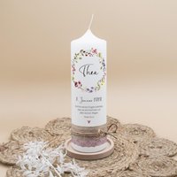 Taufkerze "Wildblumen Thea" | Personalisierte Mit Wildblumen-Motiv Handgemachte Kerze Zur Taufe Geschenk von SchenkeKreatives