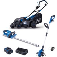 Akku-Garten-Set AGS300 Scheppach - 20V | Rasenmäher | Rasentrimmer | Heckenschere | inkl. 2x 4Ah Akku & 4,5A Doppelladegerät von Scheppach