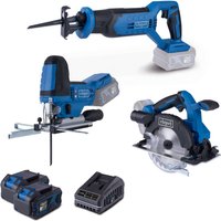 Akku Heimwerker-Set AWS200 - 20V | Säbelsäge | Stichsäge | Handkreissäge | inkl. 2x 4Ah Akku & 2,4A Ladegerät von Scheppach
