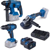 Akku-Maschinen-Set BPS100 Scheppach - 20V | 3tlg. Maschinenset | inkl. 2x 4Ah Akkus + 2,4A Doppelladegerät von Scheppach