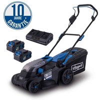 Scheppach - Akku Rasenmäher BC-MP380-X 20V-IXES 38cm 2x4,0Ah Akku+Doppelladegerät von Scheppach