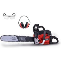 Benzin Kettensäge CSP560S Scheppach - 3,1PS | 47cm Schnittlänge 20" | 56ccm Motorsäge inkl. Schutzbrille und Gehörschutz von Scheppach