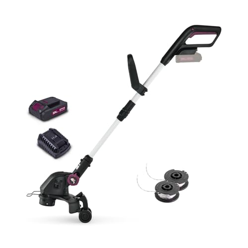 Gomag Akku-Rasentrimmer GO-RT300 | Schnittbreite 300 mm | 90° drehbarer Motorkopf | teleskopierbare Führungsstange | 1,6 mm Nylon-Einzelfaden | Inklusive 2 Ah Akku & Ladegerät sowie zweiter Fadenspule von Scheppach