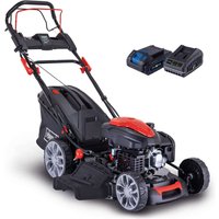 Hybrid-Start-Benzin-Rasenmäher PML56-225ES Scheppach | 56 cm Schnittbreite | Elektrostart und Radantrieb | 6 PS | bis zu 2200m² von Scheppach