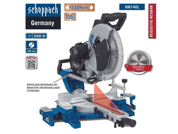 Kapp-, Zug- und Gehrungssäge HM140L Kapp-, Zug- und Gehrungssäge HM140L von Scheppach
