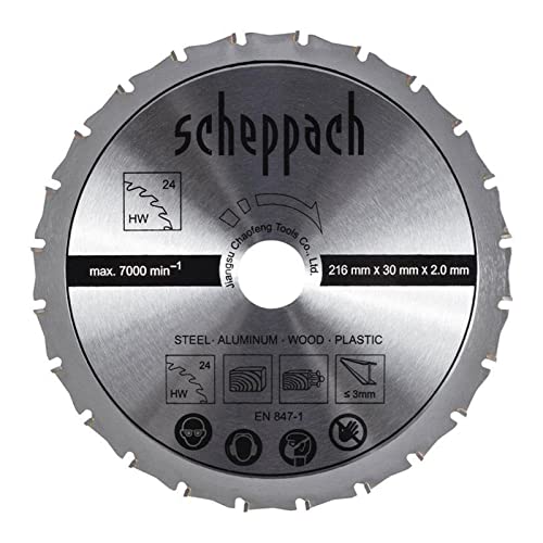 Original Scheppach Sägeblatt | Ø216 x 2 x 30 mm | Hartmetall Kreissägeblatt mit 24 Zähnen | passend für Scheppach Kappzugsäge HM90MP | Ersatzsägeblatt Multifunktionssägeblatt Original Scheppach Sägeblatt | Ø216 x 2 x 30 mm | Hartmetall Kreissägeblatt mit 24 Zähnen | passend für Scheppach Kappzugsäge HM90MP | Ersatzsägeblatt Multifunktionssägeblatt von Scheppach