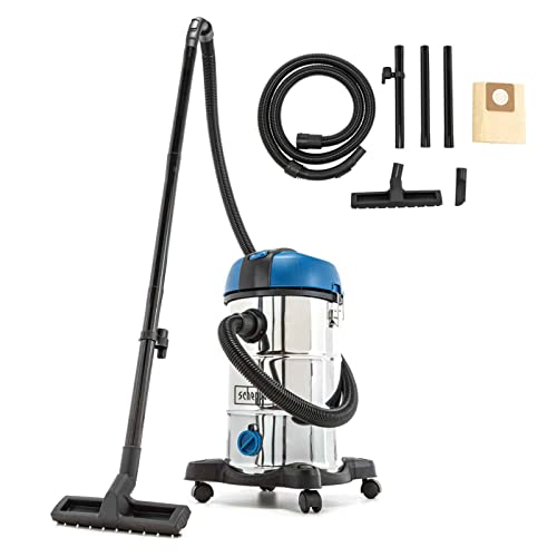 Scheppach 3in1 Nass- und Trockensauger NTS30v2 Nasssauger inkl. 9 teiliges Zubehör, Nasssaugen - Trockensaugen - Ausblasen, 30 L Behälter, 1200W mit 20 kPa Saugleistung, 3m Anschlusskabel, Silber von Scheppach