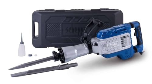 Scheppach AB1900 Abbruchhammer 60J Schlagkraft | Schlagzahl 2000 bpm | 1900 W, 390 mm inkl. Spitz- und Flachmeißel und Transportbox, Kabelgebunden von Scheppach