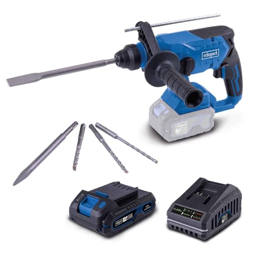 Scheppach Akku-Bohrhammer BC-RHD230-X 20V Brushless Meißelhammer | 20V-IXES-Serie | Schlagzahl 5500 bpm | Durchmesser Bohrung 24mm (Beton & Stein), 13 (Metall), 27 (Holz) | mit 2Ah Akku & Ladegerät von Scheppach