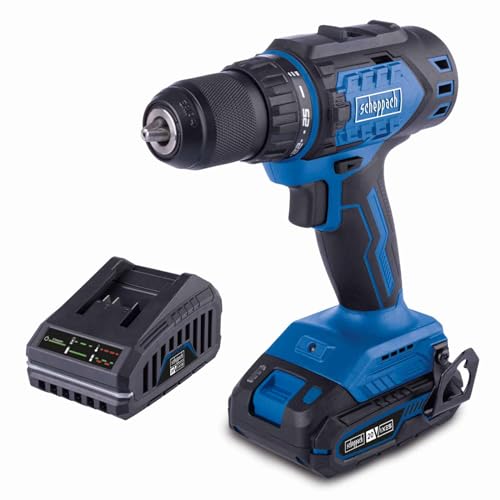 Scheppach Akku Bohrschrauber BC-DD60-X Akkuschrauber Bürstenlos mit 2Ah Starter Kit | Drehmoment 60Nm | Schnellspannfutter 1,5-13mm | Drehmomentstufen 25+1 | LED-Licht & Gürtelclip | 20V-IXES-Serie von Scheppach